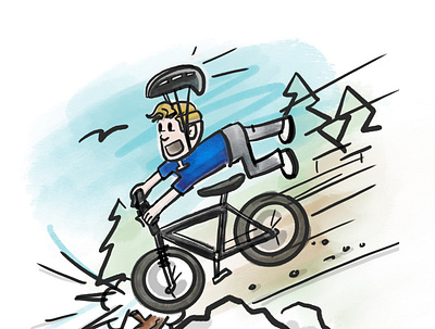 Mountain Bike Crash Illustration applepencil illustration ipadpro procreate