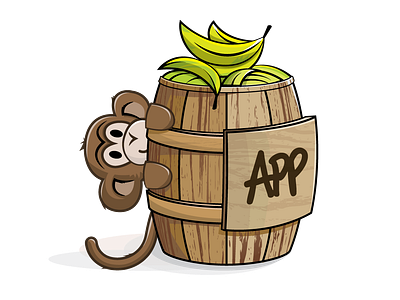 Monkey Illustration for Xamarin bananas barrel illustration monkey