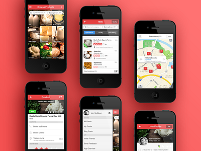 Real Food iOS App app design food ios iphone map pins