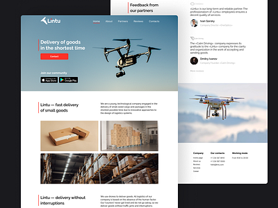 Lintu – Landing Page courier delivery delivery service design drone delivery fast delivery interface landing page logistics ui ux web