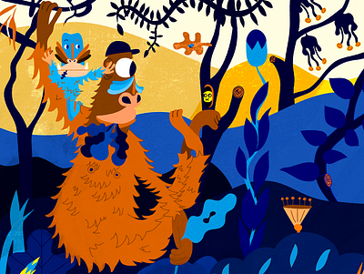 Monkeys 2dillustration djungel illustraion monky vectorart