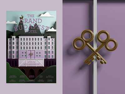 The Grand Budapest Hotel poster 3d cinema4d grand budapest hotel illustration maxonc4d render wes anderson