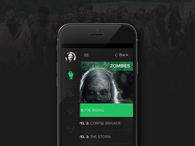 Zombie Game Product Site/App app apple watch fitness game ios iphone6 product prototype run site zombie