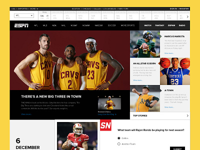 ESPN Redesign design espn sports website