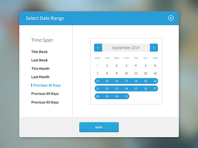 Date Range Selector app calendar date design modal range selector time web