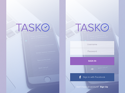 TASKO Task/Time Management App app design ios login management mobile sign in splash task tasko