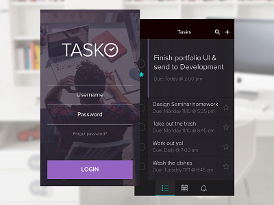 TASKO Task/Time Management App app check design ios iphone login management mobile task time