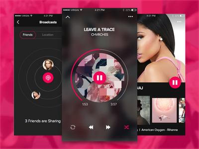 Music App UI 2 app broadcast design ios layout listen music player type ui ux