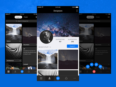 Design Proposal android categories design icons ios menu mobile photos profile ui user ux