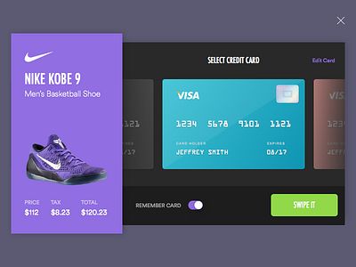 #002 Credit Card Checkout card checkout credit credit card dailyui design form nike ui ux web