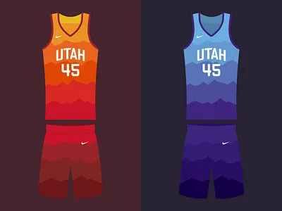 Jazzy basketball color design donovan mitchell drawing dunk gradient gradient color illustration jazz jersey mountains nike playoff sketch uniform utah utah jazz vector