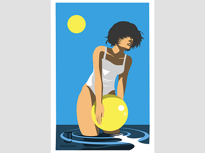Summertime 2dart art artwork beach girl illustration illustration illustrator sea summer vector vector illustration vectorart