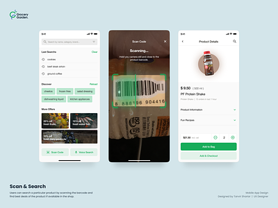 Grocery App Design - Scan & Search android app design bangladesh design dhaka grocery app grocery ux presentation ui user experience user interface ux ux design