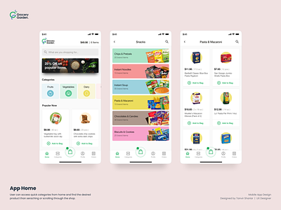 Grocery App Design - Home app design bangladesh dhak dhaka freelance grocery app grocery ux mobile design presentation ui user experience user interface ux