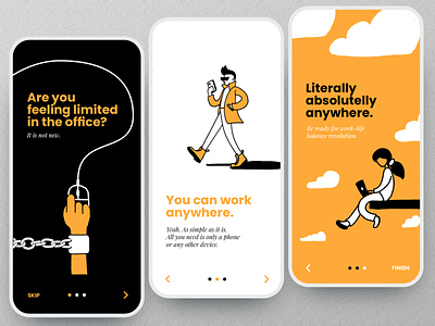 Onboarding with illustrations clean illustration illustrations mobile onboarding step walkthrough work