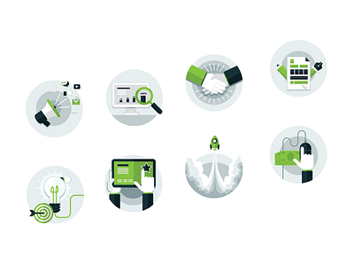 Icons for Atom Z Media site creativity design flat icon icons illustrator minimal seo site social user vector