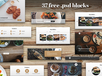 37 free .psd blocks for landing page for restaurant