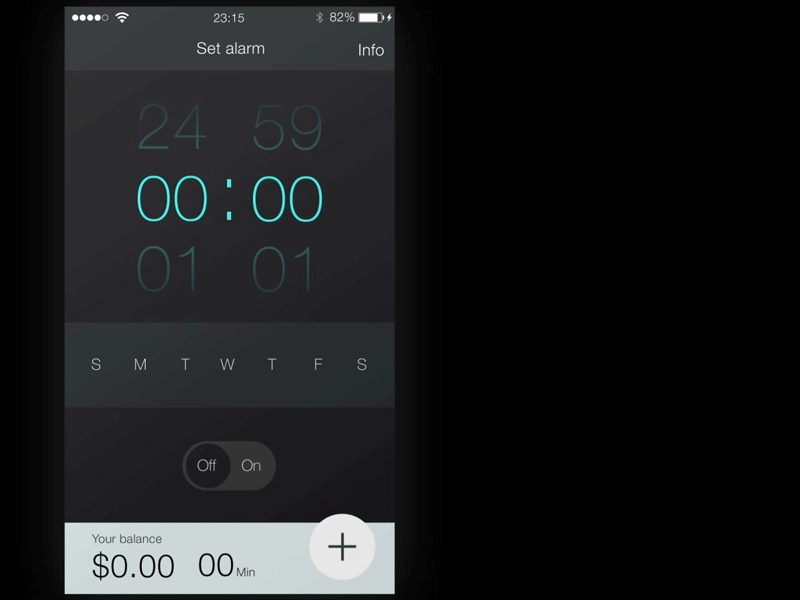 Alarm settings concept after alarm animation app application concept ios mobile set settings switch week