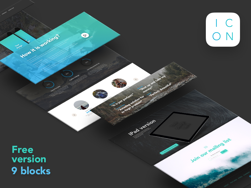 Free version of ICON psd landing page template mobile app application free freebie ios ui