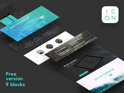 Free version of ICON app application free freebie ios landing mobile page psd template ui