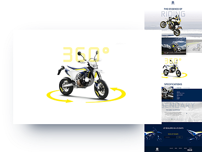 Husqvarna Supermoto microsite 360 viewer 360 bike microsite moto onepage page ride rotate site ui ux virwer