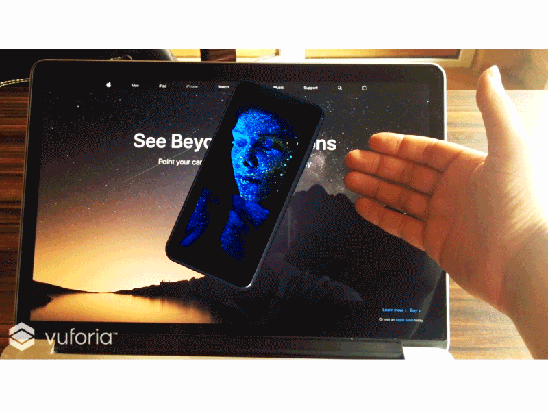 Concept of iPhone 8 landing page with augmented model of phone
