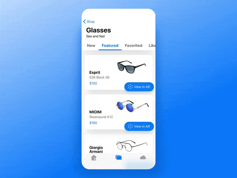 AR app for trying glasses