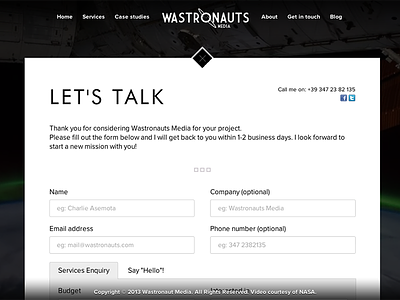 Wastronauts Media Contact form contact design form jquery web