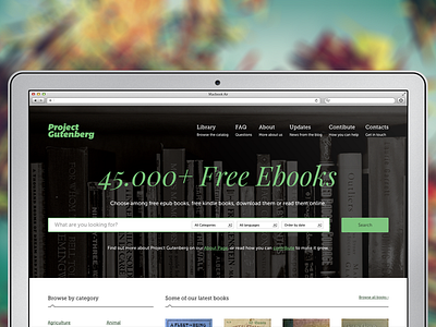 Re-design: Project Gutenberg ebooks front end gutenberg re design responsive website