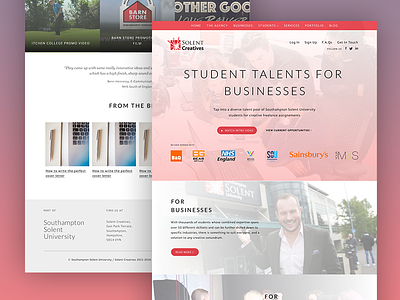 Solent Creatives Redesign home page re design red sketch white
