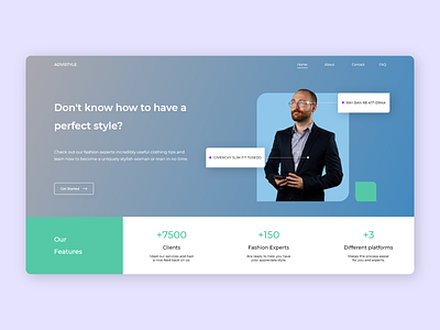 Advistyle Website adobe xd blue branding clean clothing design face fantasy fashion illustration inspiration logo nice photo style ui ux vector web