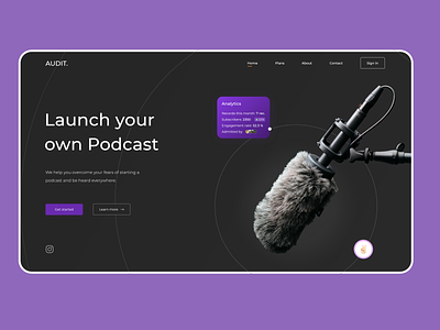 AUDIT - Home page audio black microphone podcast podcast art podcasting purple ui uidesign