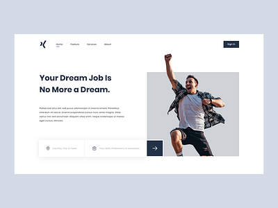 Job finding agency - Home page blue design dream figma font grey happiness job job board jobs journey photo photoshop poppins success ui ux web work xd