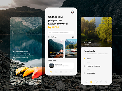 travel app - concept app canoeing kayaking travel turist ui ux website design