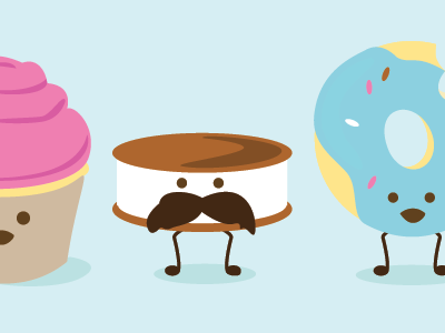 Sweet Dudes characters desserts illustration vector