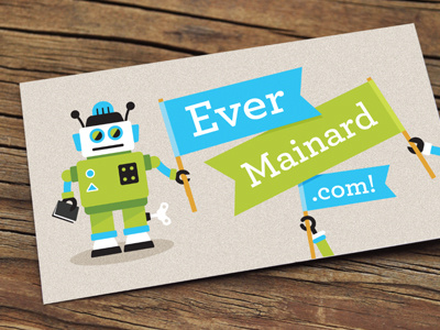 Hel-lo Ro-bot. bright business card fun illustration robot