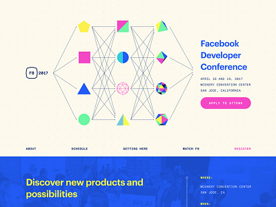 F8 2017 Developer Conference branding color conference event design geometric website design