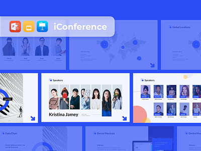 iConference - Smooth Animated Presentation Bundle agenda blue business chart conference conference template corporate cover data device event google slide