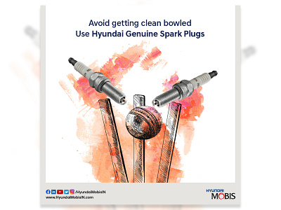 Cricket + Spark plugs for Hyundai Mobis auto automotive branding cricket design digitalmarketing graphicdesign hyundai marketing media socialmedia sports sports design trend visual design