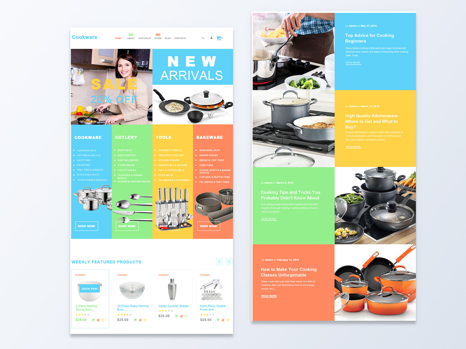Cookware website template by Anammi on Dribbble