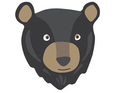 Black Bear Head Nursery Illustration