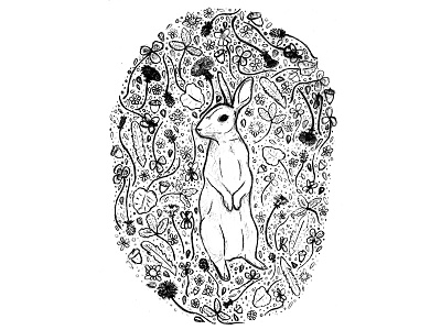 Flora and Fauna -Rabbit - Sketch drawing fauna flora flowers illustration illustrator rabbit sketch wildlife wip