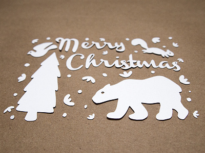 Merry Christmas Paper Cut Illustration