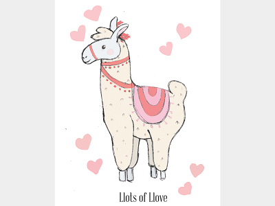 Llama Valentine animal childrens illustration color digital art hand drawn illustration illustrator llama love sketch valentine