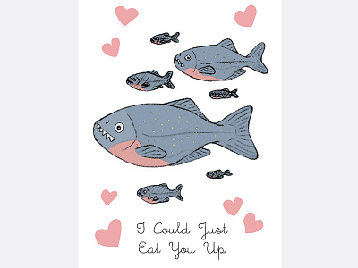 Piranha Valentine amazon art digital fish fun illustration illustrator love piranha valentine valentine card valentines card