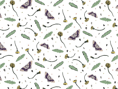 Dandelion Pattern bug dandelion environment flower illustration illustrator insect moth pattern repeating