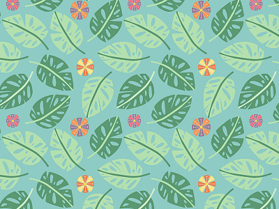 Tropical Jungle Pattern - Detail botanical design flora floral graphic design illustration illustrator jungle mint pastel pattern repeating pattern
