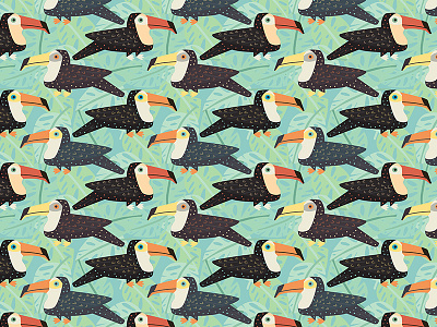 Toucan Tile Pattern Detail amazon birds botanical brazil graphic design illustration illustrator jungle pattern rainforest surface design toucan