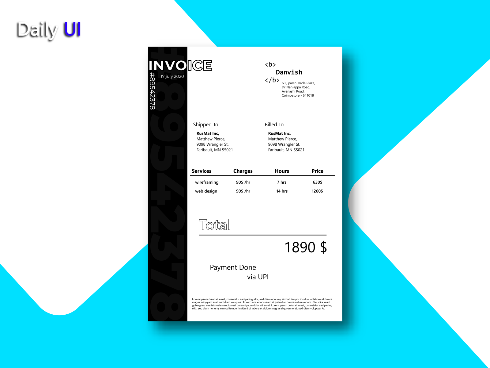 daily ui #046 Invoice by proxy on Dribbble