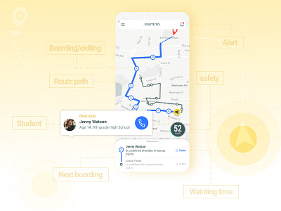 UX/UI GPS Route for School app dailyui figma gps maps mobile route school ui ux waze